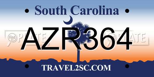 AZR364 South Carolina License Plate