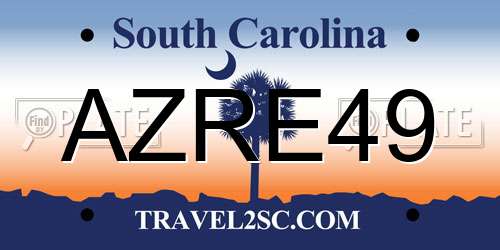 AZRE49 South Carolina License Plate