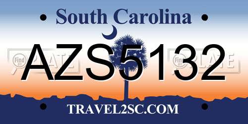 AZS5132 South Carolina License Plate