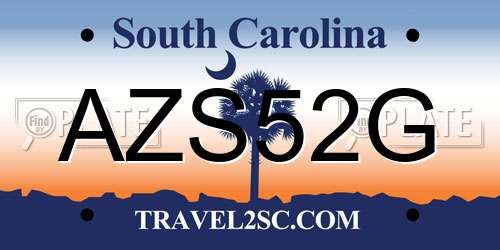 AZS52G South Carolina License Plate