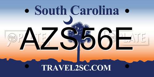 AZS56E South Carolina License Plate