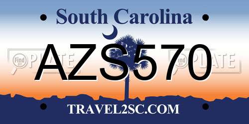 AZS570 South Carolina License Plate
