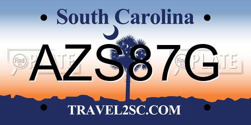 AZS87G South Carolina License Plate