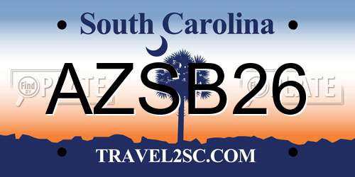 AZSB26 South Carolina License Plate