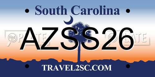 AZSS26 South Carolina License Plate