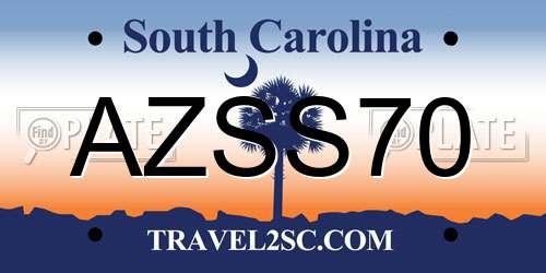 AZSS70 South Carolina License Plate