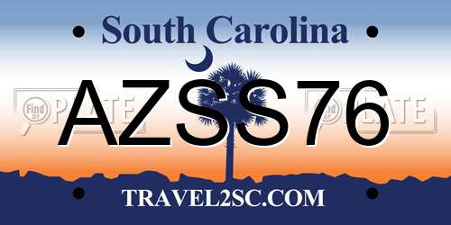 AZSS76 South Carolina License Plate