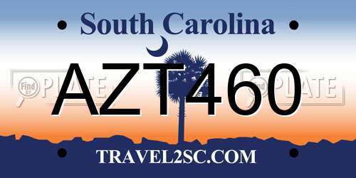 AZT460 South Carolina License Plate