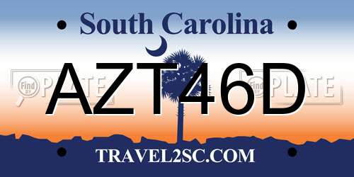 AZT46D South Carolina License Plate