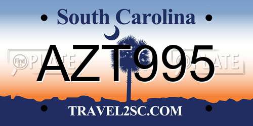 AZT995 South Carolina License Plate