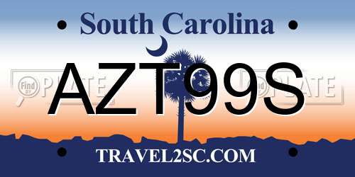 AZT99S South Carolina License Plate