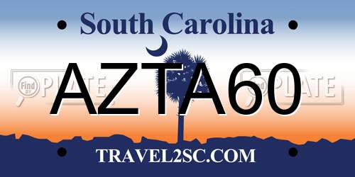 AZTA60 South Carolina License Plate