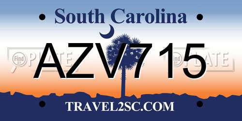 AZV715 South Carolina License Plate