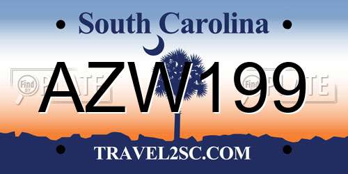 AZW199 South Carolina License Plate