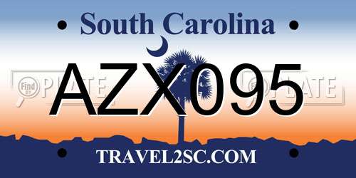 AZX095 South Carolina License Plate