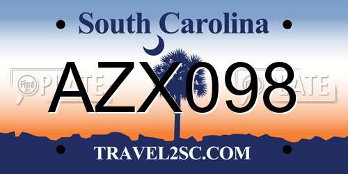 AZX098 South Carolina License Plate