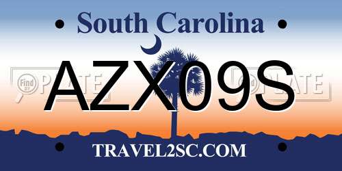 AZX09S South Carolina License Plate
