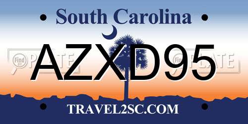 AZXD95 South Carolina License Plate