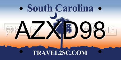 AZXD98 South Carolina License Plate