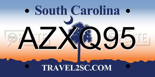 AZXQ95 South Carolina License Plate