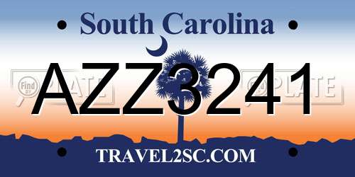 AZZ3241 South Carolina License Plate