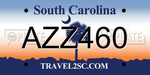 AZZ460 South Carolina License Plate