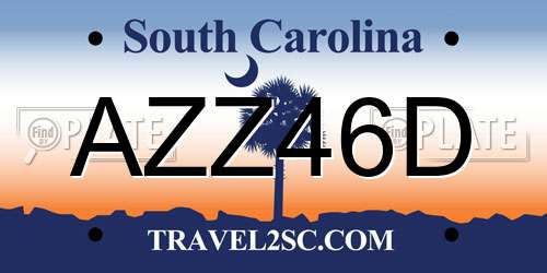 AZZ46D South Carolina License Plate