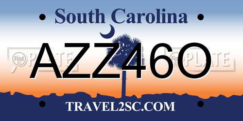 AZZ46O South Carolina License Plate