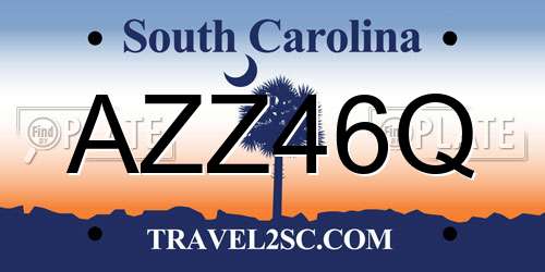 AZZ46Q South Carolina License Plate