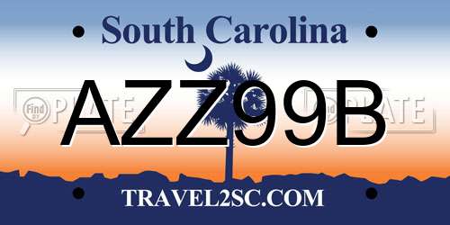 AZZ99B South Carolina License Plate