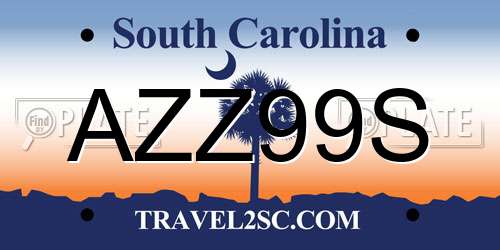 AZZ99S South Carolina License Plate
