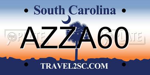 AZZA60 South Carolina License Plate