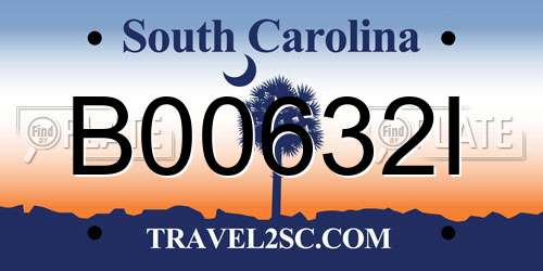 B00632I South Carolina License Plate