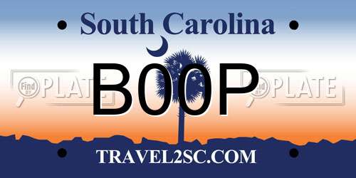 B00P South Carolina License Plate