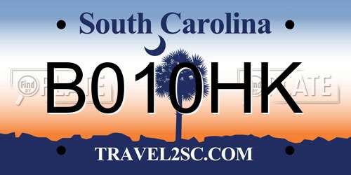B010HK South Carolina License Plate