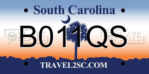 B011QS South Carolina License Plate