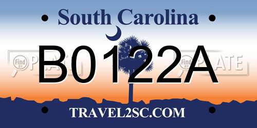 B0122A South Carolina License Plate