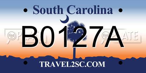 B0127A South Carolina License Plate
