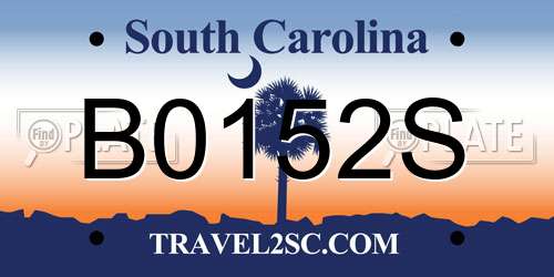 B0152S South Carolina License Plate