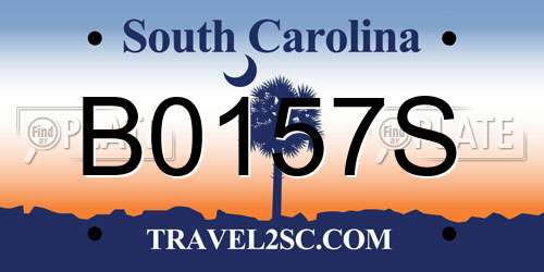 B0157S South Carolina License Plate