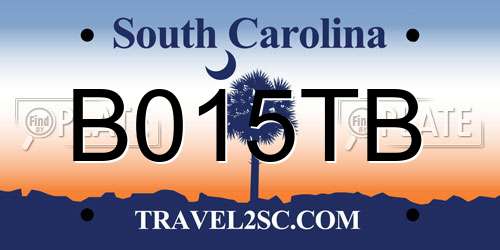 B015TB South Carolina License Plate