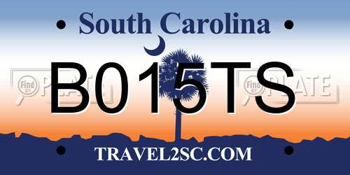 B015TS South Carolina License Plate