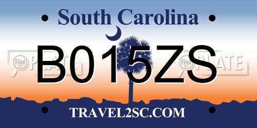 B015ZS South Carolina License Plate