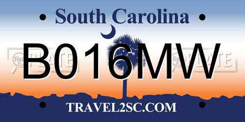 B016MW South Carolina License Plate