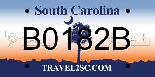 B0182B South Carolina License Plate