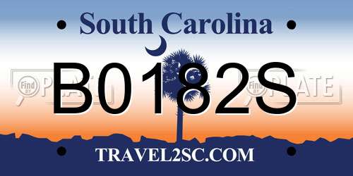 B0182S South Carolina License Plate