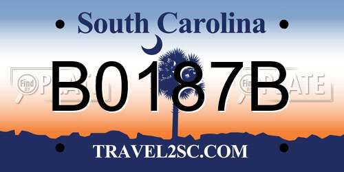 B0187B South Carolina License Plate