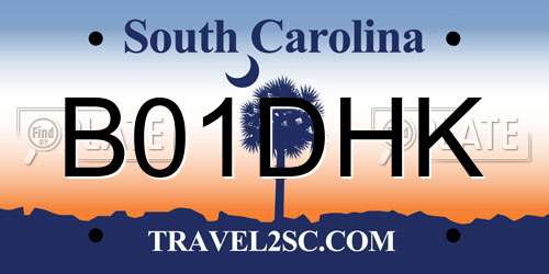 B01DHK South Carolina License Plate