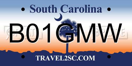 B01GMW South Carolina License Plate