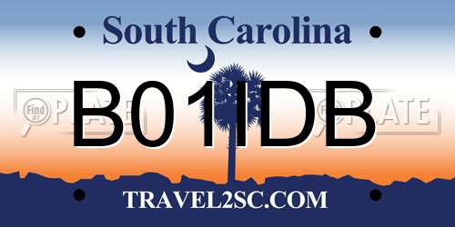 B01IDB South Carolina License Plate